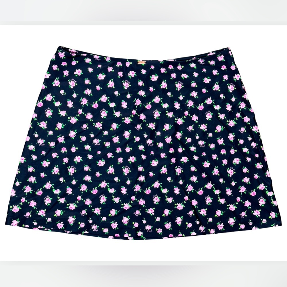 PiNK Victoria’s Secret Black Roses Swim Cover Up Skirt Medium - Picture 2 of 7